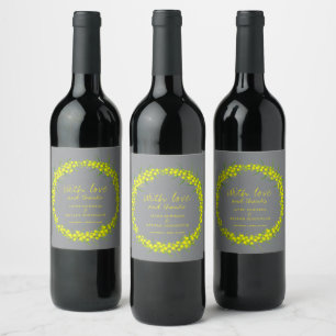 Etiquetas de vinho de cinza amarela