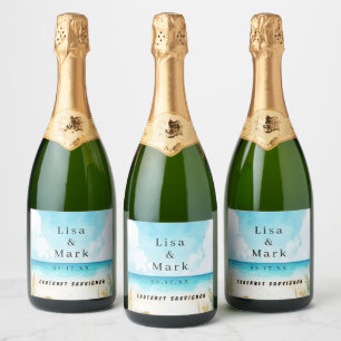 Etiquetas De Vinho De Praia Do Oceano Azul De Água