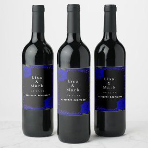 Etiquetas de vinho de Rosa azul Elegante