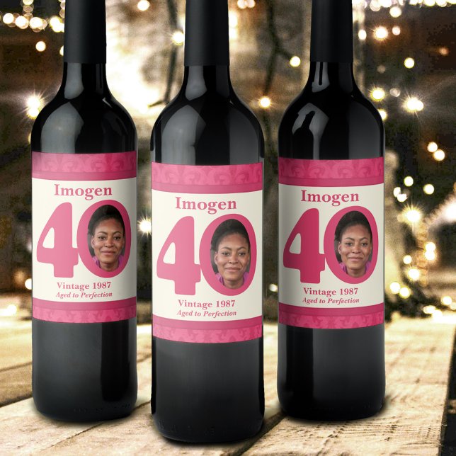Etiquetas de vinho personalizadas com aniversário  (Criador carregado)