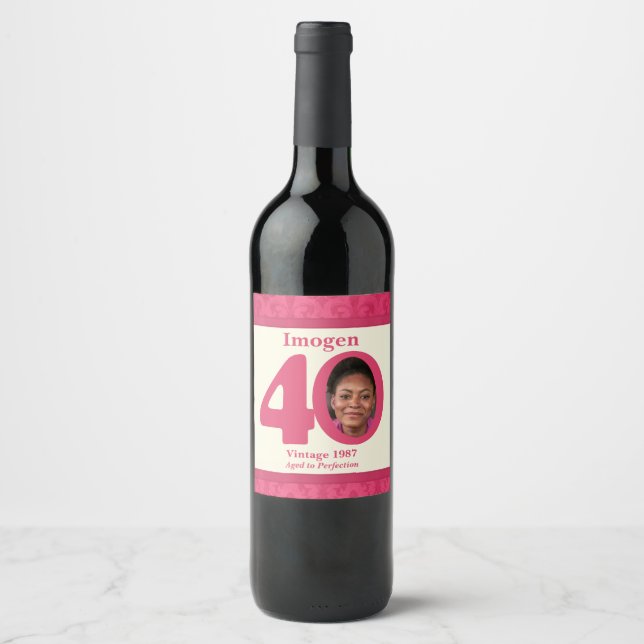 Etiquetas de vinho personalizadas com aniversário  (Frente)