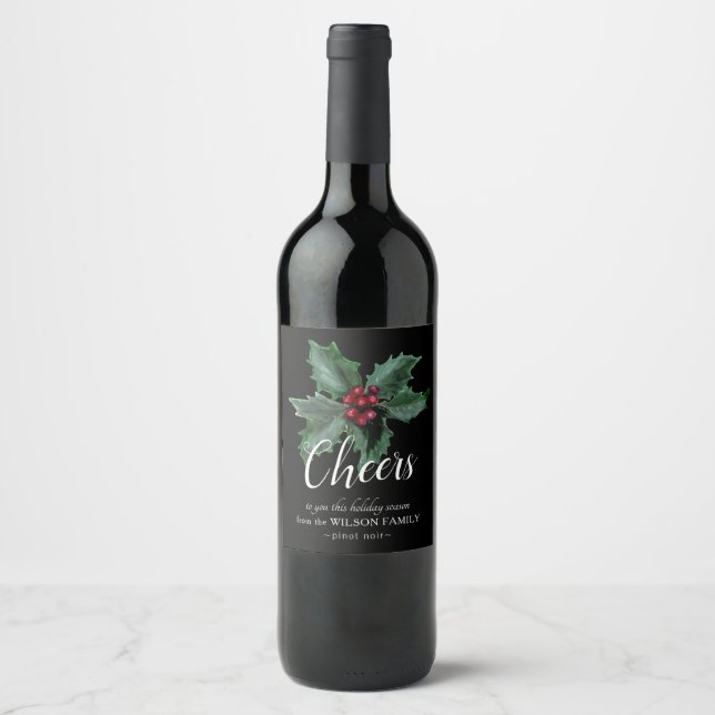 Etiquetas de Vinho Personalizáveis com Holly Elega (Frente)
