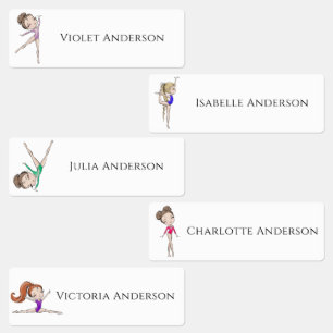 Etiquetas De volta à Escola Meninas Ginástica Crianças