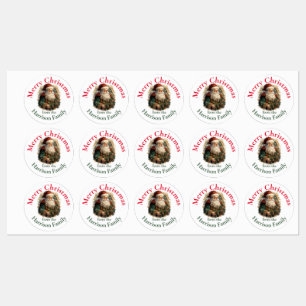 Etiquetas Desejos de Natal para Papais noeis de vinheta retr