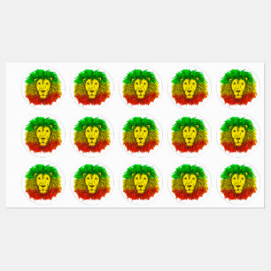 Etiquetas Desenho da cabeça de leão Rasta vermelho amarelo v