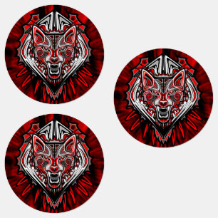 Etiquetas Desenho de Totem Tribal Haida de Lobo
