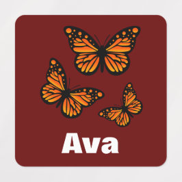 Etiquetas Design de borboleta monarca - Vestuário quadrado p
