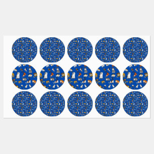 Etiquetas design de padrão de gato giro azul para amantes d