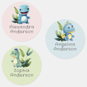 Etiquetas Dinosaur Adorável Aquarela Nome Impermeável Vegeta
