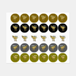 Etiquetas Dinossauro T-REX Marrom e Verde Personalizado para