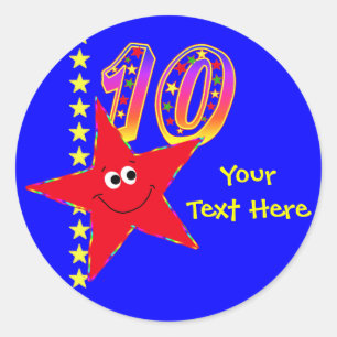 Etiquetas do aniversário da estrela vermelha 10ns