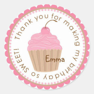 Etiquetas do aniversário do cupcake da cereja doc
