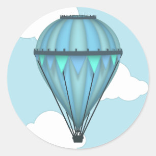 Etiquetas do balão de céu azul e de ar quente da