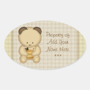 Etiquetas do Bookplate do urso de mel