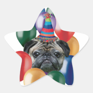 Etiquetas do cão do Pug do feliz aniversario