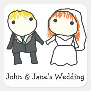 Etiquetas do casamento dos desenhos animados dos