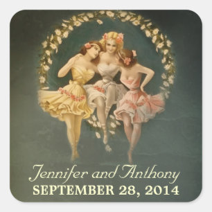 etiquetas do chá de panela com meninas do vintage