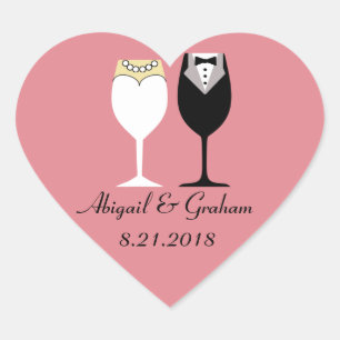 Etiquetas do coração do casamento