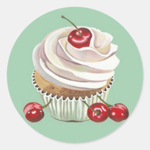 Etiquetas do cupcake da baunilha da cereja