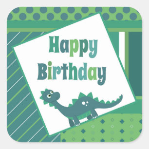 Etiquetas do dinossauro do feliz aniversario