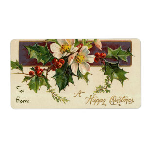 Etiquetas do Dogwood do natal vintage para