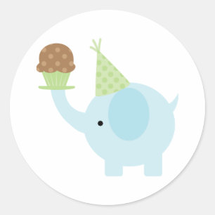 Etiquetas do elefante e do cupcake
