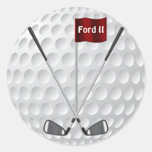 Etiquetas do golfe com ferros do golfe, bandeira e