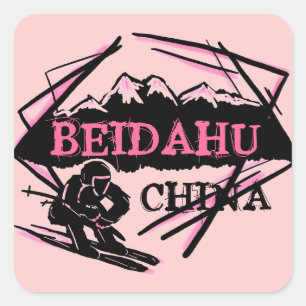 Etiquetas do logotipo do esqui do rosa de Beidahu