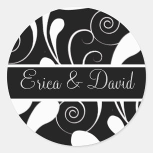 etiquetas do monograma do casamento tema damasco