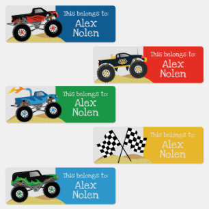 Etiquetas do nome dos miúdos para o monster truck