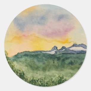 Etiquetas do por do sol da montanha