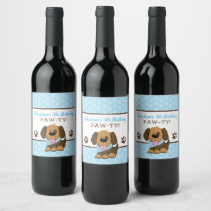 Etiquetas do vinho do cão de filhote de cachorro