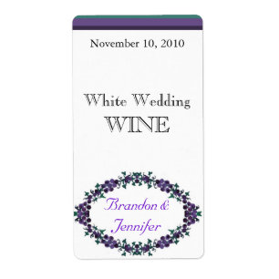 Etiquetas do vinho do casamento floral roxo feito