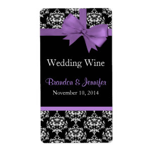 Etiquetas do vinho do casamento tema damasco