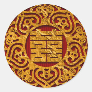 etiquetas dobro chinesas do casamento da