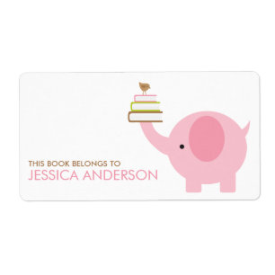 Etiquetas dos Bookplates do elefante cor-de-rosa