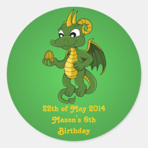 Etiquetas dos desenhos animados do dragão verde