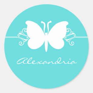 Etiquetas dos redemoinhos da borboleta de turquesa