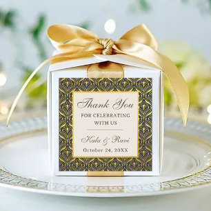 Etiquetas Dourada Art Deco Floral Return Gift Favor