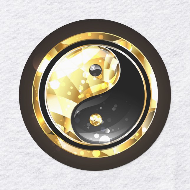 Etiquetas Dourado Yin Yang a preto (Design 3)