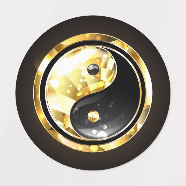 Etiquetas Dourado Yin Yang a preto (Design 5)
