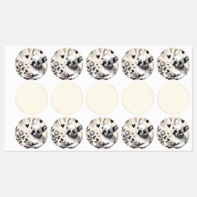 Etiquetas Dreamy Frenchie (Folha)