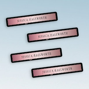 Etiquetas Elegant Blush Falso Rose Gold Nome & Iniciais