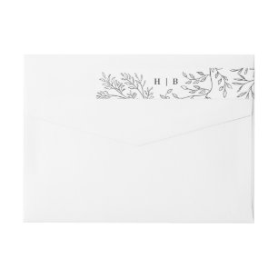 Etiquetas Elegante Envelope Floral Monograma Endereço Escri