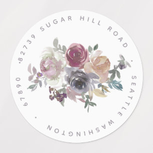 Etiquetas Elegante Mauve Watercolor Floral Return Endereço