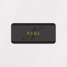 Etiquetas Elegante Monograma de Letra em Preto e Dourado