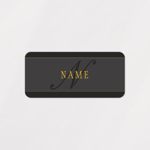 Etiquetas Elegante Monograma de Letra em Preto e Dourado