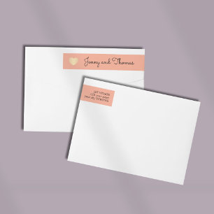 Etiquetas Elegante Peach Faux Ouro Heart