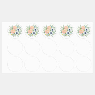 Etiquetas Elegante peônia em aquarela e floral de anemona br