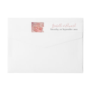 Etiquetas Elegante Rosa Coral Aquarela Envio de Casamento